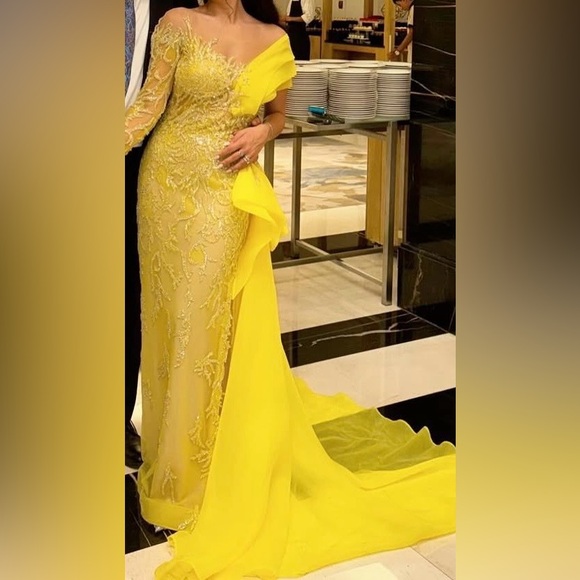 Vibrant Yellow Asymmetrical Dress - Picture 2 of 3